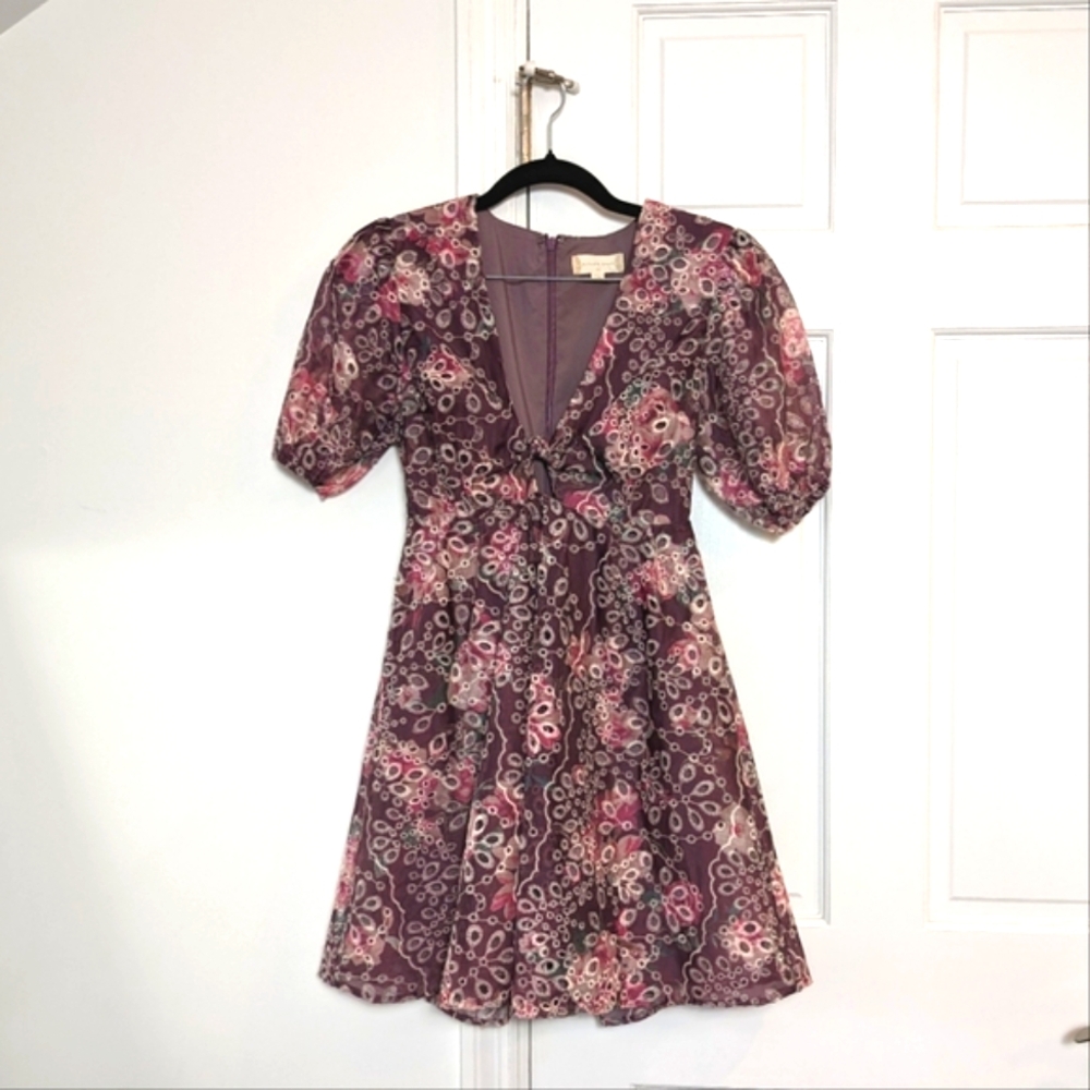 NEW XS Altar'd State Zipper Above Knee Mini Ebroidered Keyhole Floral Dress